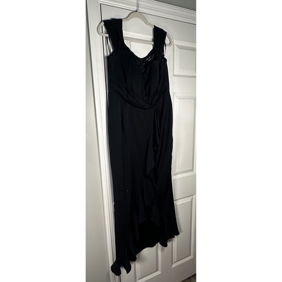 City Chic Dresses & Skirts - City Chic Black Size 14 Fitted Dress W/ Waist Side‎ Ruffle & High Low Hem